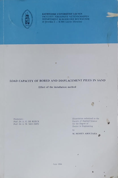 Load Capacity of Bored and Displacement Piles in Sand: Effect of the installation method