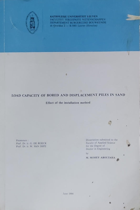 Load Capacity of Bored and Displacement Piles in Sand: Effect of the installation method