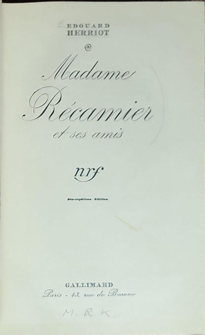Madame Récamier et ses amis