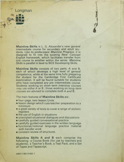 Mainline Skills A: Students' Book By L. G. Alexander and R. H. Kingsbury and M. C. Vincent