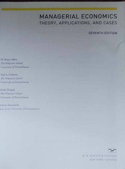 Managerial Economics: Theory, Applications, and Cases