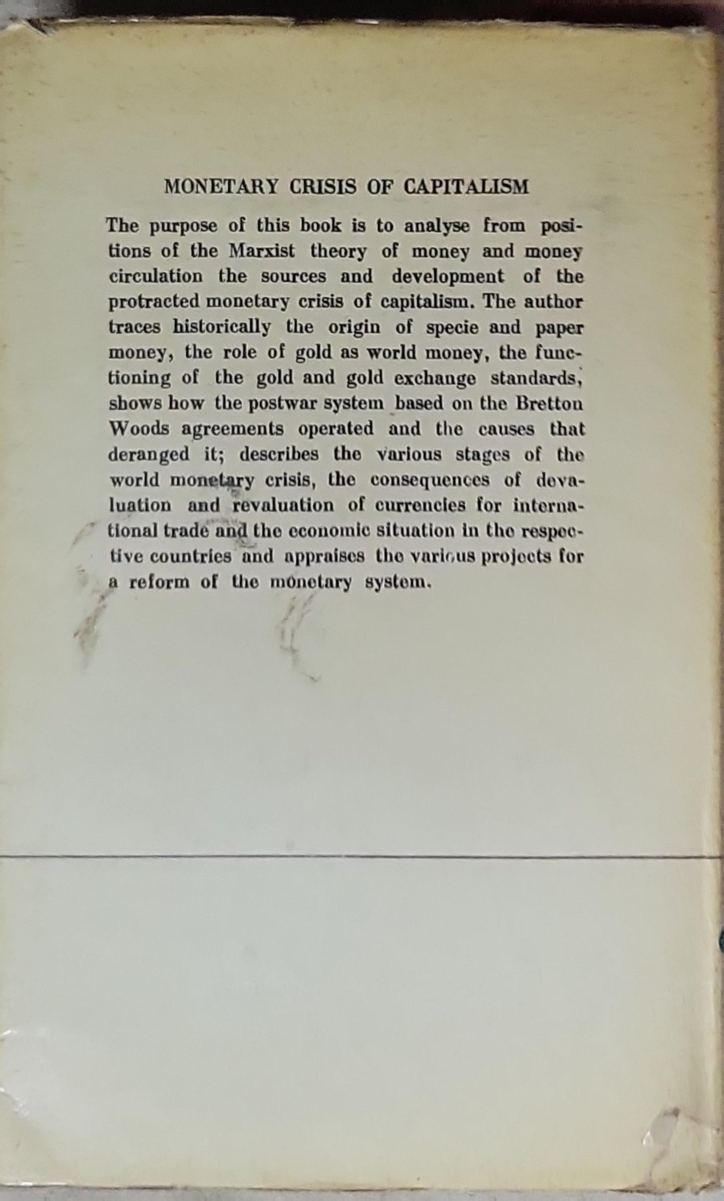 Monetary Crisis of Capitalism: Origin, Development