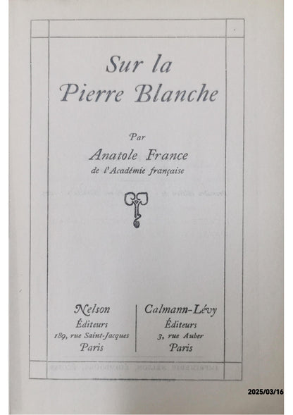 Sur La Pierre Blanche