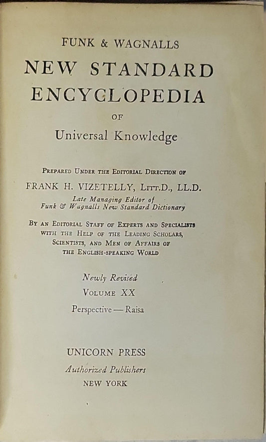 New Standard Encyclopedia of Universal Knowledge By Funk & Wagnalls