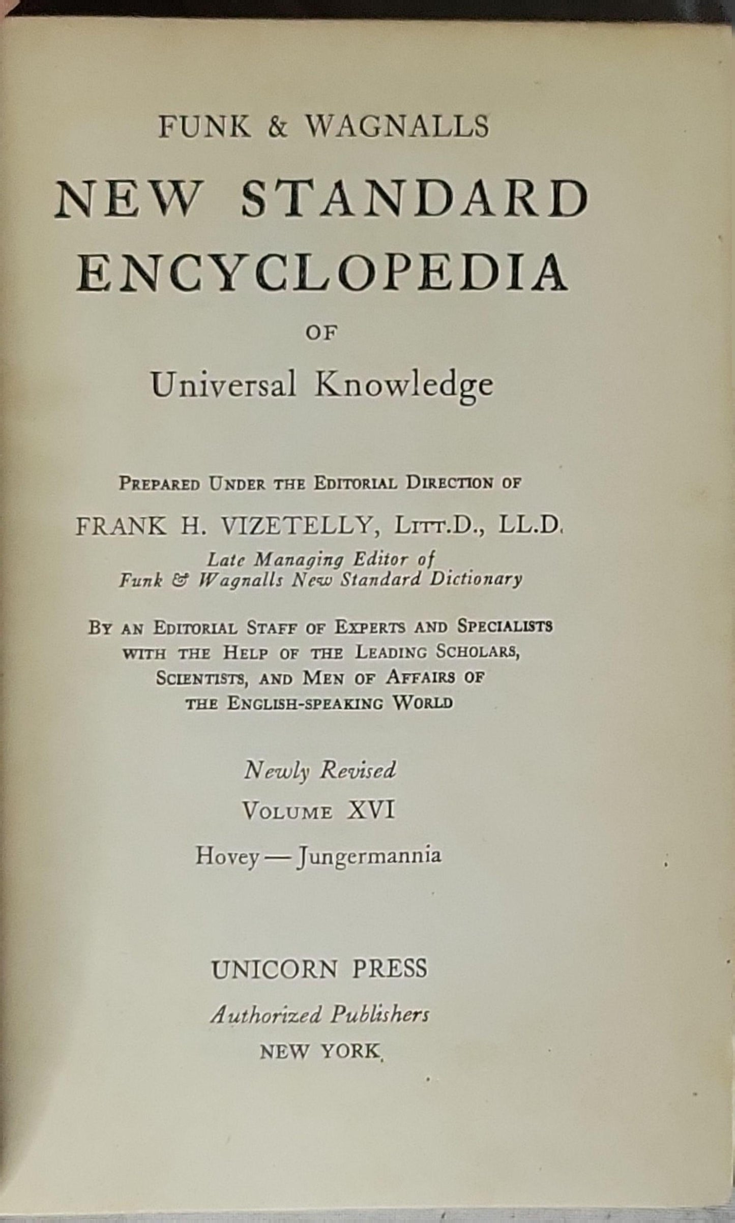 New Standard Encyclopedia of Universal Knowledge: of Universal Knowledge By Funk & Wagnalls and Frank H. Vizetelly