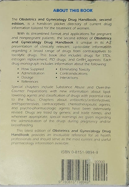 Obstetrics and Gynecology Drug Handbook: Second Edition By Gerald I. Zatuchni and Ramona I. Slupik