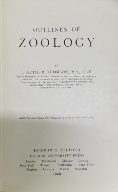 Outlines of Zoology By J. Arthur Thomson
