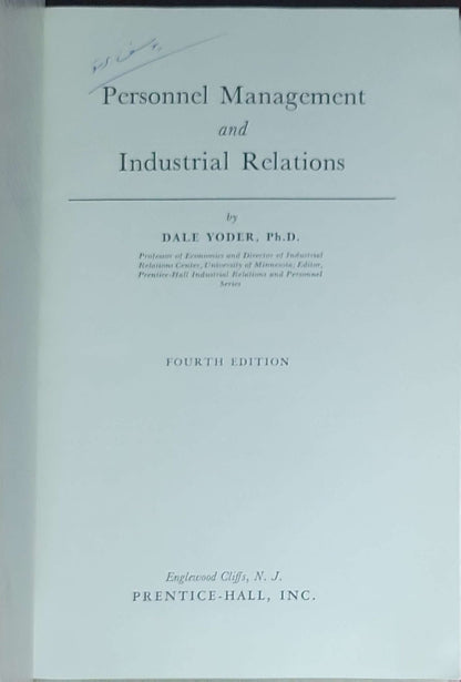 Personnel Management and Industrial Relations: (Fourth Edition)