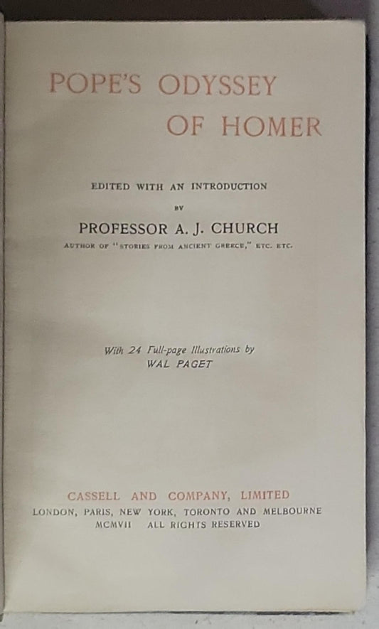 Pope's Odyssey of Homer