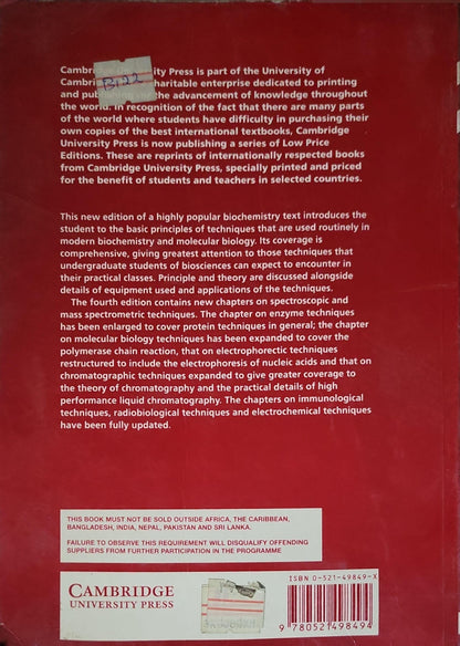 Practical biochemistry: Principles and techniques By Keith Wilson and John Walker
