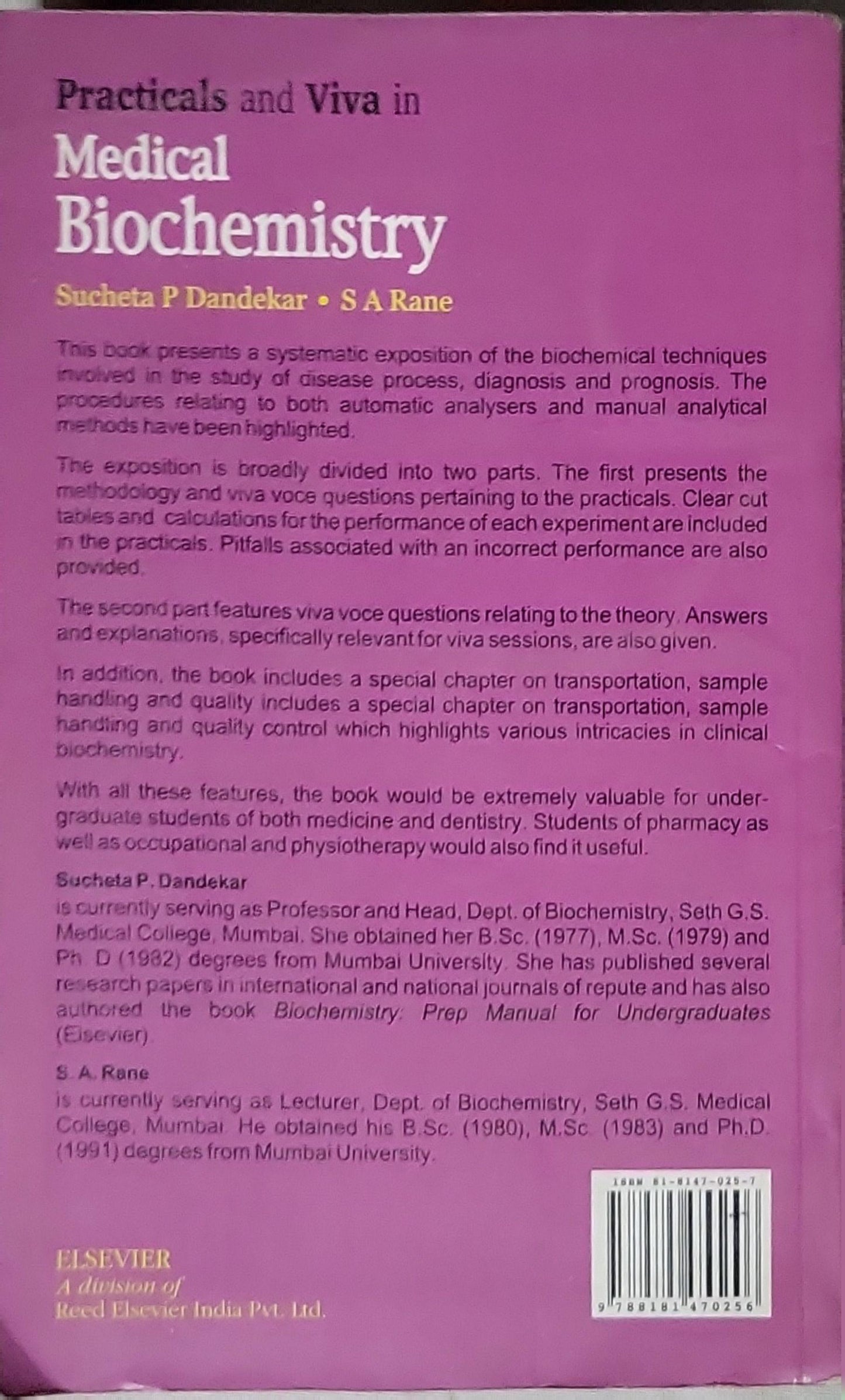 Practicals and Viva in Medical Biochemistry By Sucheta P Dandekar and S A Rane