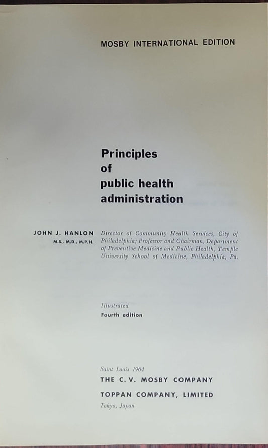 Principles of Public Health Administration