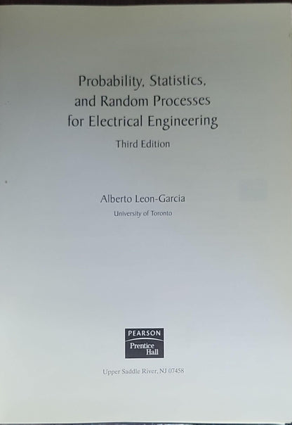 Probability, Statistics, and Random Processes for Electrical Engineering