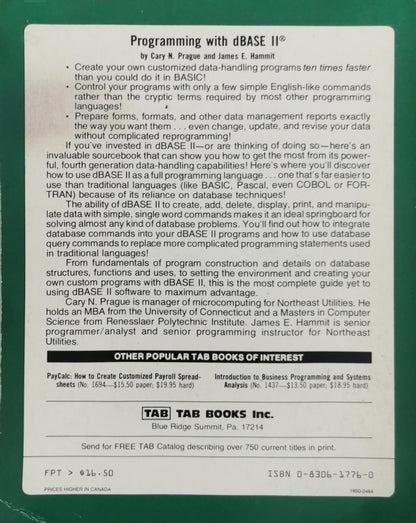 Programming with dBASE II By Cary N. Prague and James E. Hammit