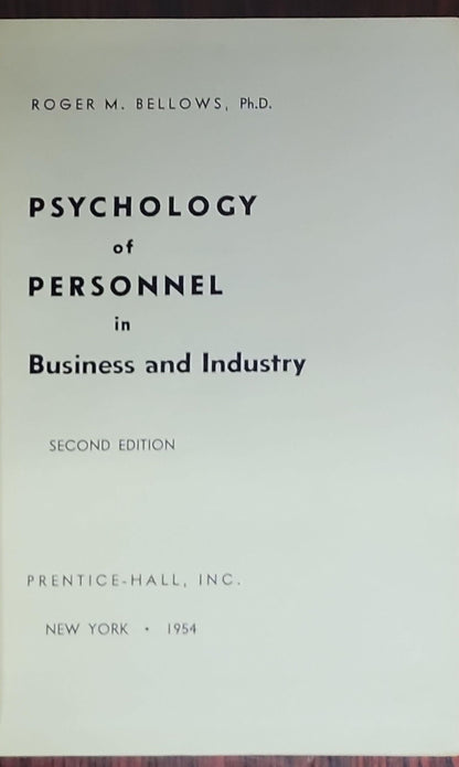 Psychology of Personnel in Business and Industry