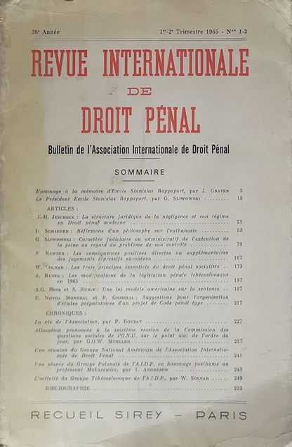 Revue Internationale de Droit Pénal: Bulletin de l'Association Internationale de Droit Pénal