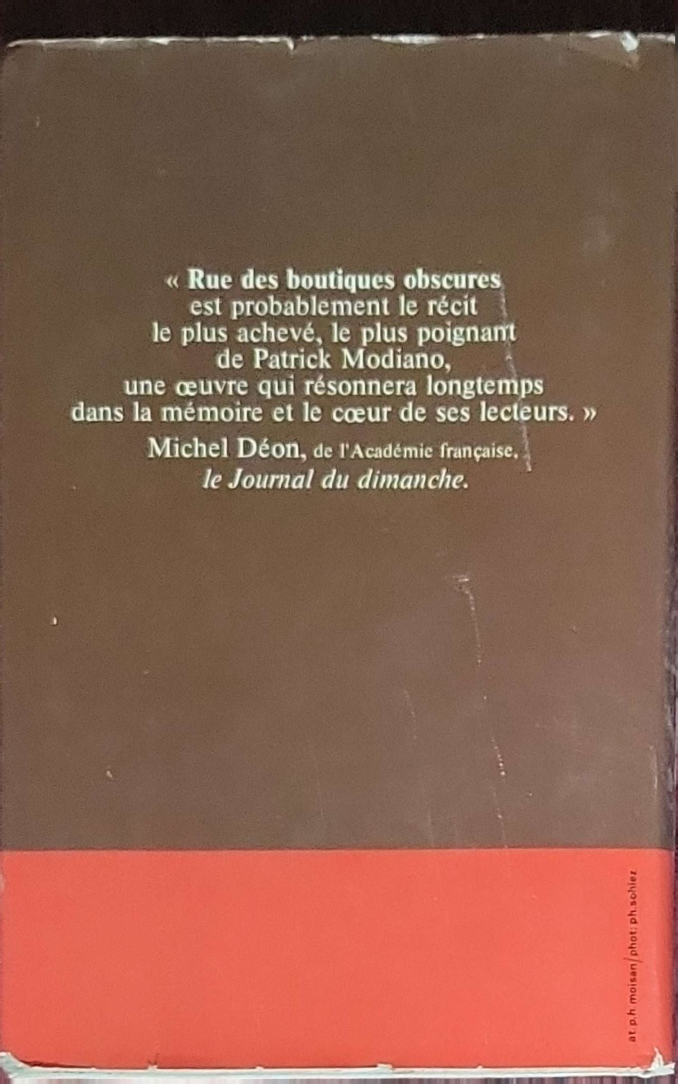 Rue des Boutiques Obscures: (Editions du Club France Loisirs, 1979)