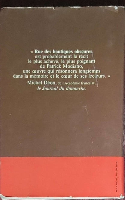 Rue des Boutiques Obscures: (Editions du Club France Loisirs, 1979)
