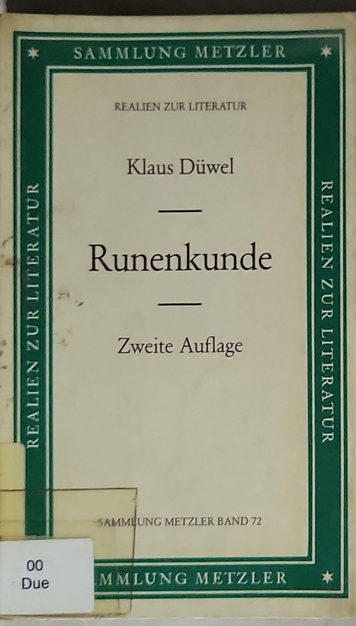 Runenkunde By Klaus Düwel