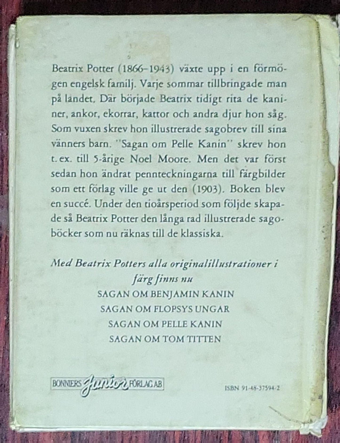 Sagan om Benjamin Kanin: Beatrix Potter – Svensk text av Britt G. Hallqvist (Stockholm: Bonnier, 1972)