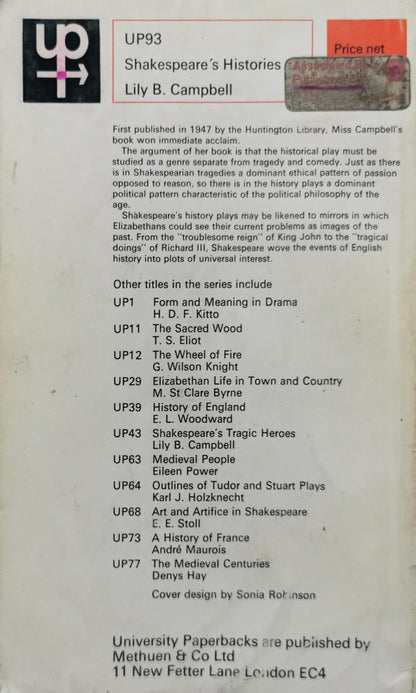 Shakespeare's Histories By Lily B. Campbell