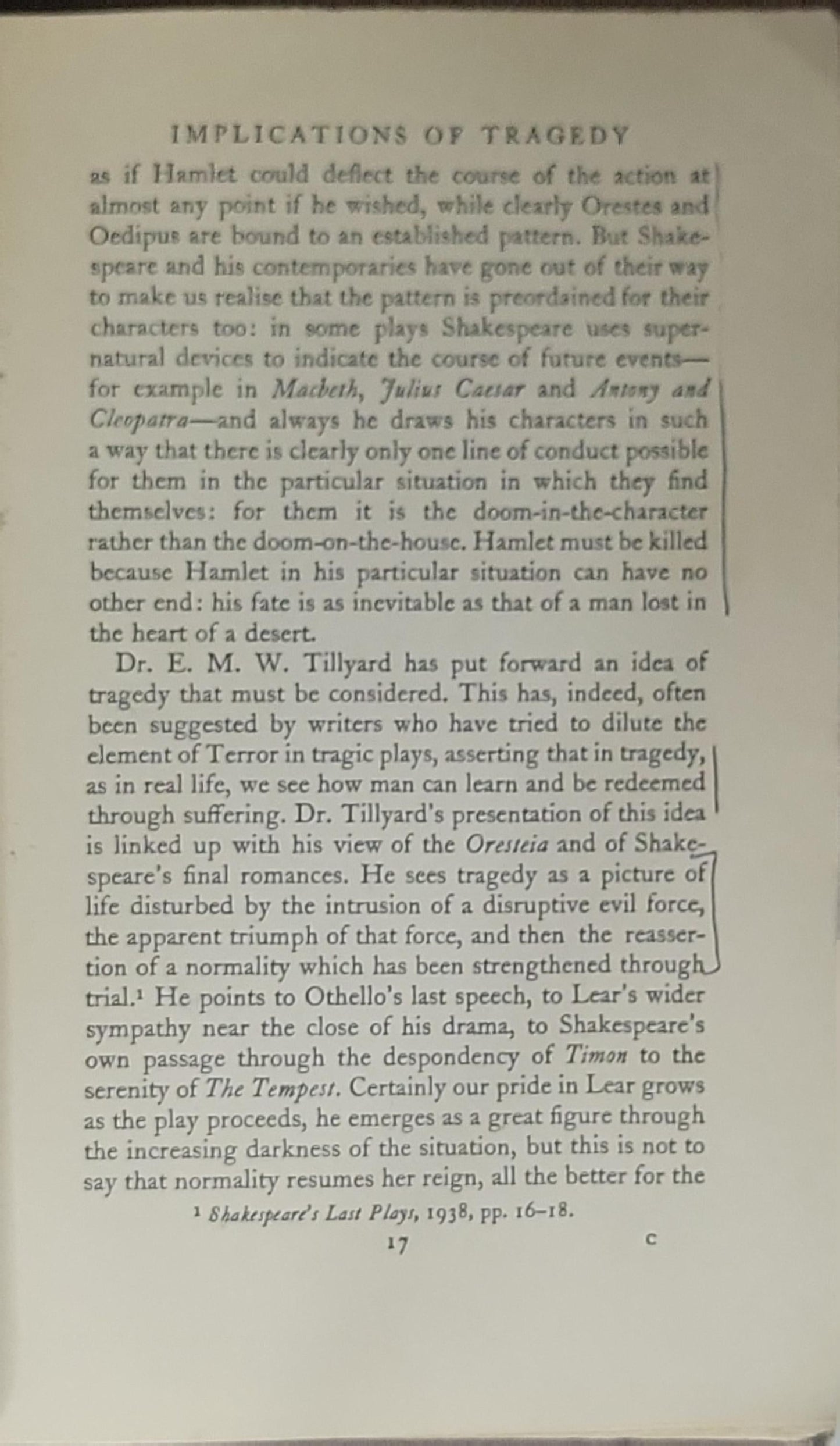 Shakespeare's Tragedies: and Other Studies in Seventeenth Century Drama