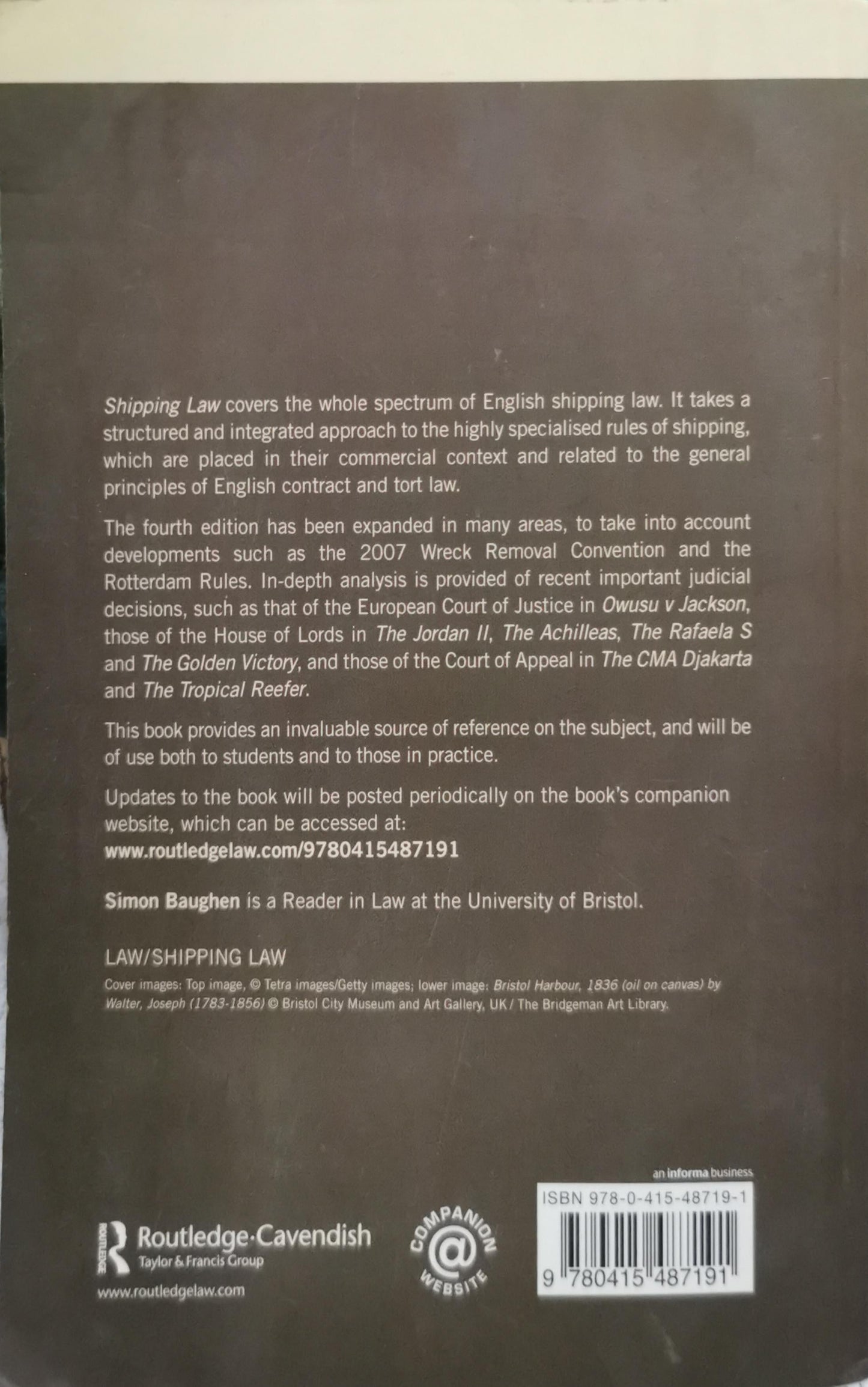 Shipping Law: Fourth Edition By Simon Baughen