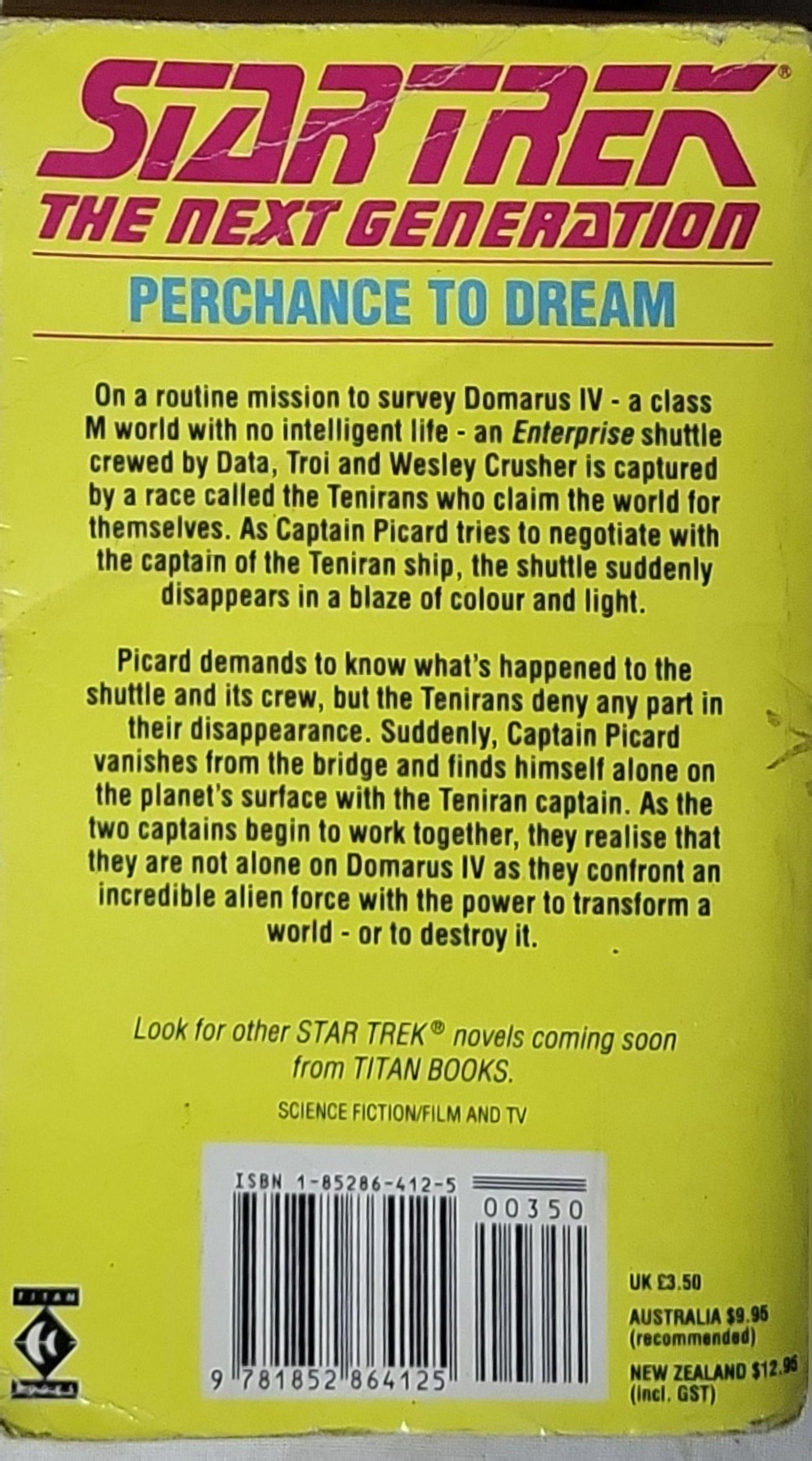 Star Trek The Next Generation: Perchance to Dream By Howard Weinstein