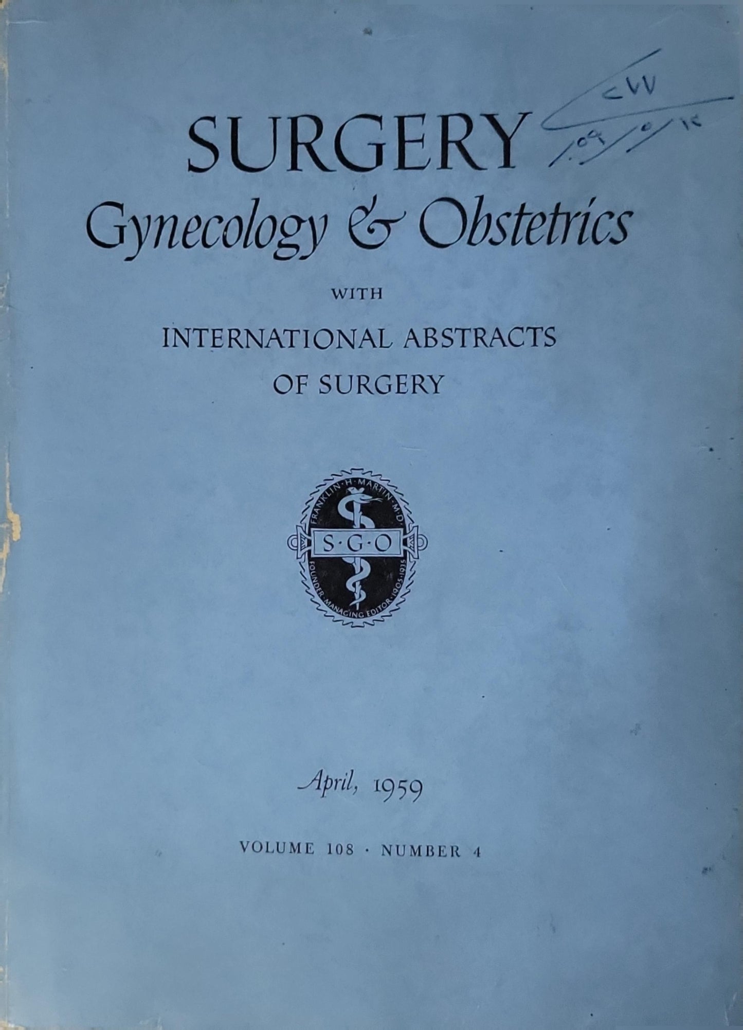 SURGERY Gynecology & Obstetrics: with INTERNATIONAL ABSTRACTS OF SURGERY