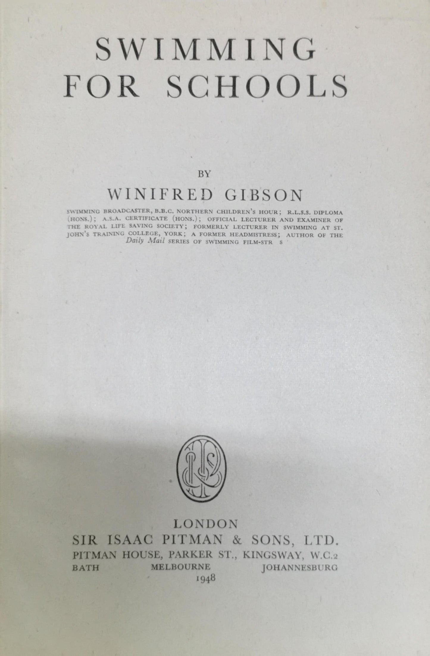 Swimming for Schools By Winifred Gibson
