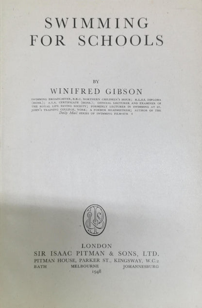 Swimming for Schools By Winifred Gibson
