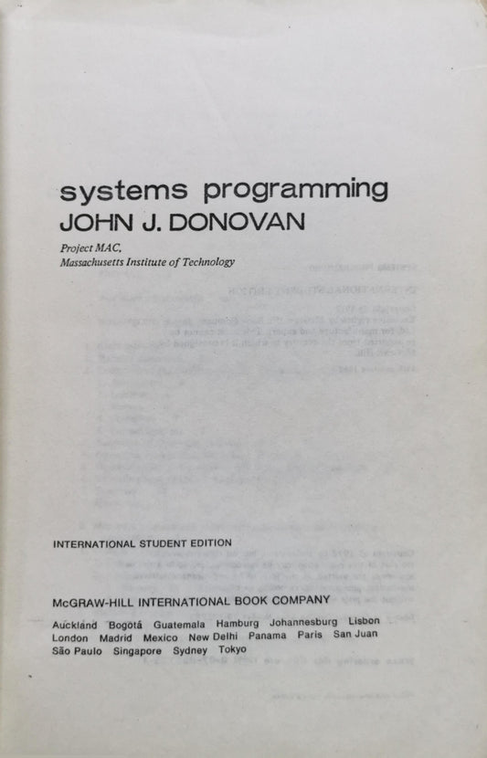 systems programming By John J. Donovan