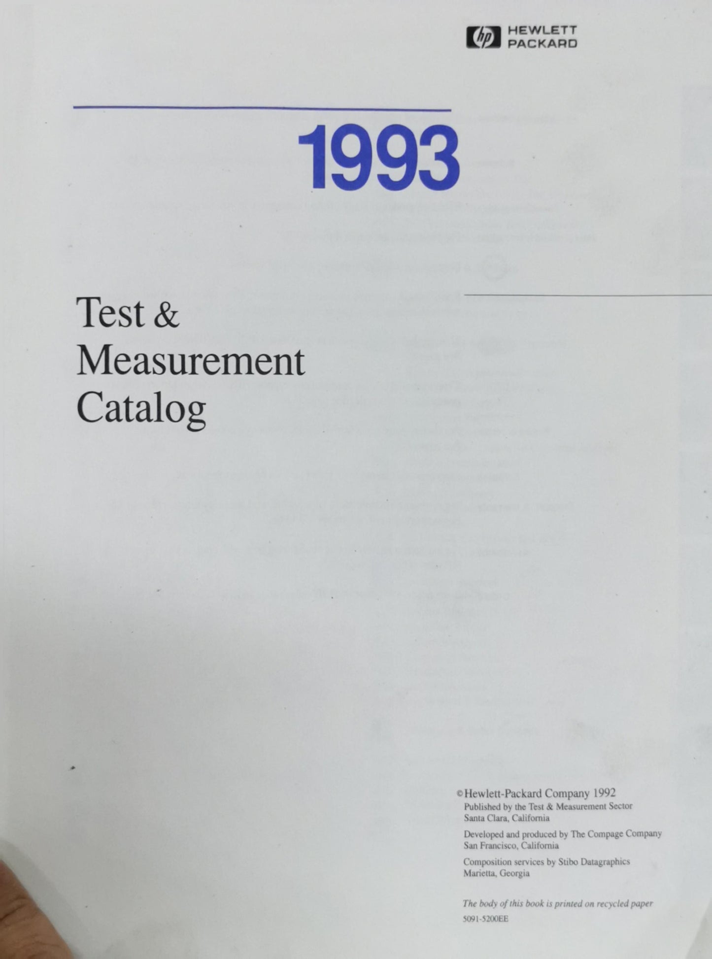 Test & Measurement Catalog By Hewlett-Packard
