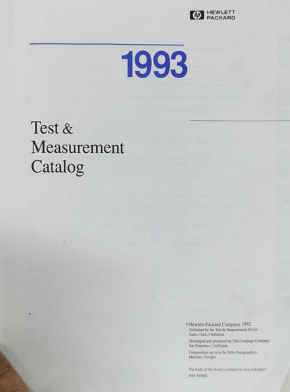 Test & Measurement Catalog By Hewlett-Packard