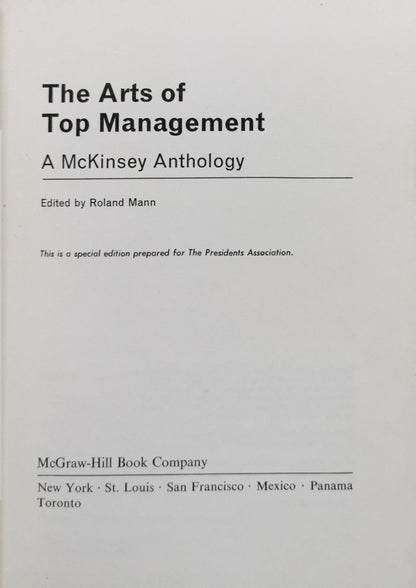 The Arts of Top Management: A McKinsey Anthology By Roland Mann