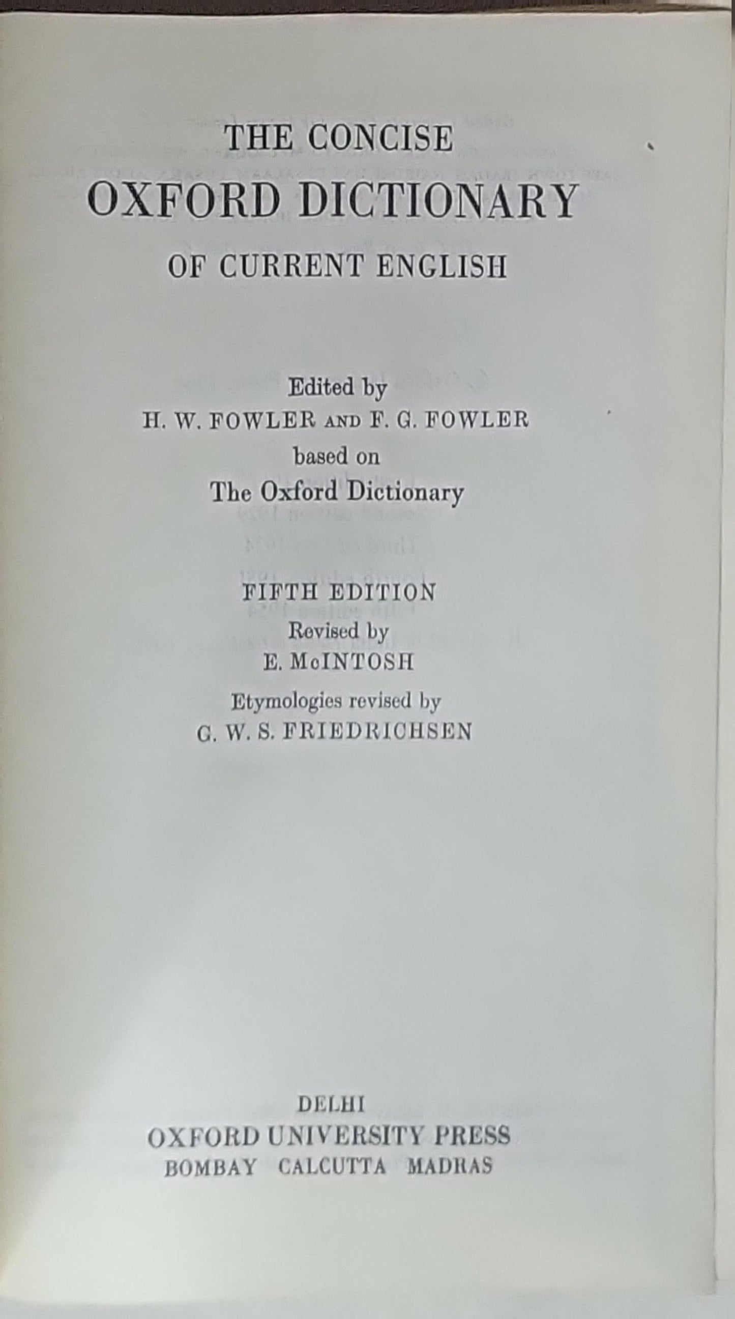 The Concise Oxford Dictionary of Current English