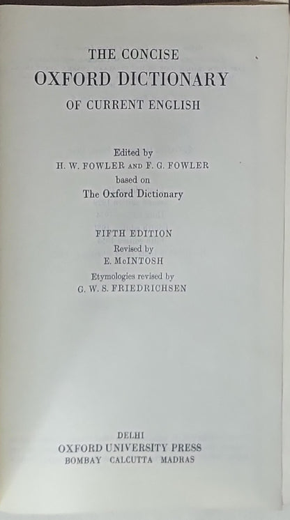 The Concise Oxford Dictionary of Current English