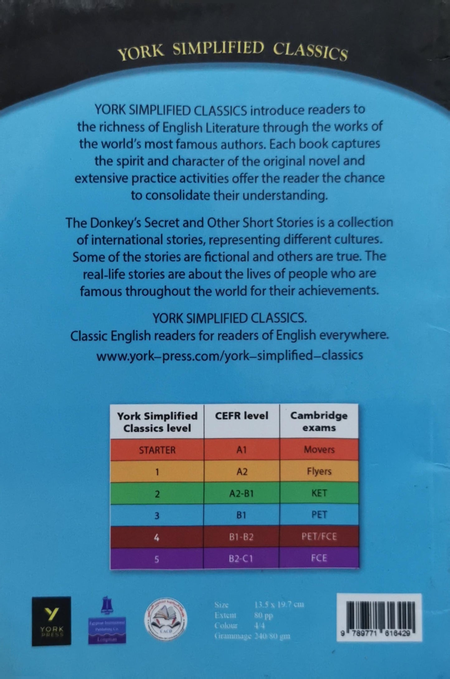 The Donkey's Secret and Other Short Stories: York Simplified Classics Level 3 By Rajat Nasr