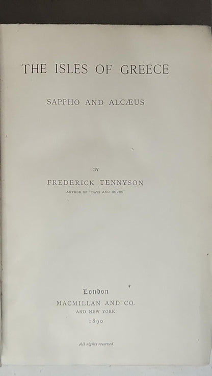 The Isles of Greece: Sappho and Alcæus