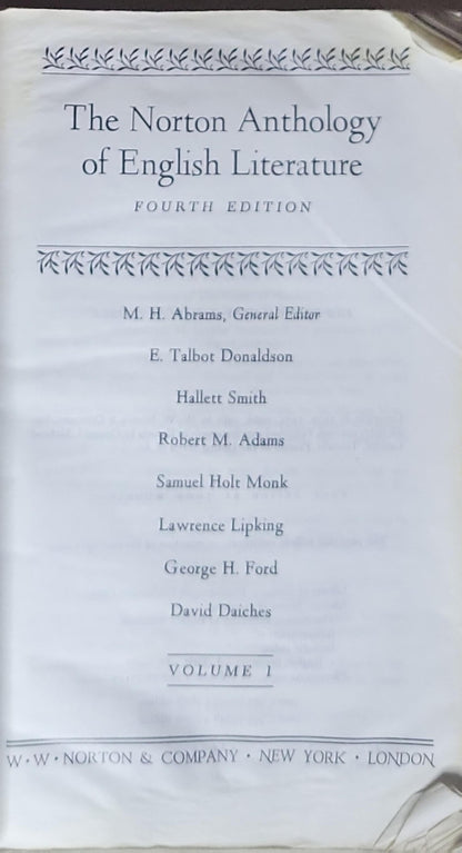 The Norton Anthology of English Literature: Fourth Edition, Volume 1