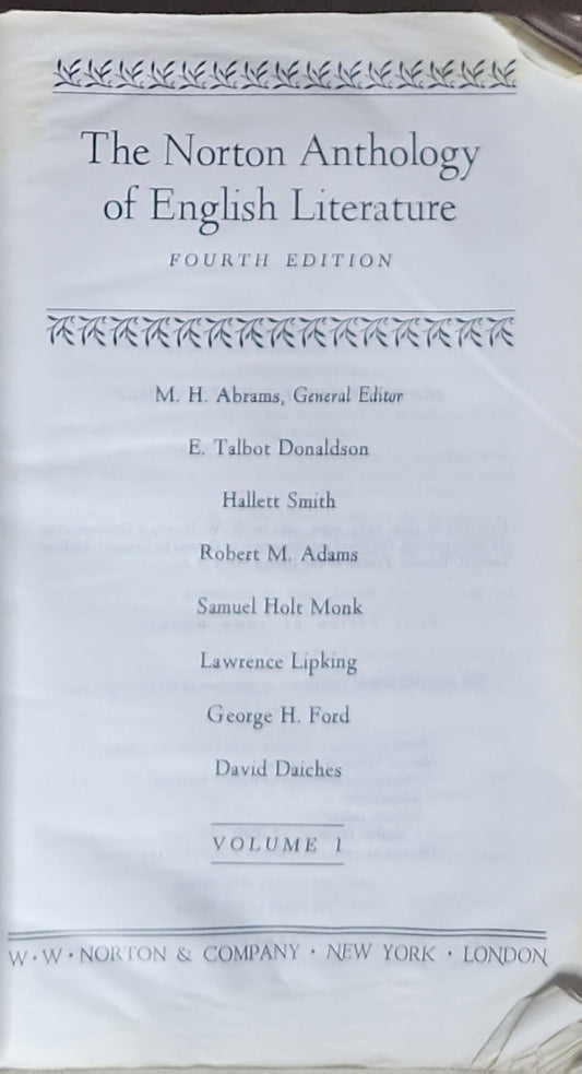The Norton Anthology of English Literature: Fourth Edition, Volume 1