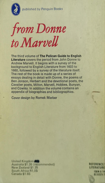 The Pelican Guide to English Literature: From Donne to Marvell By Edited by Boris Ford
