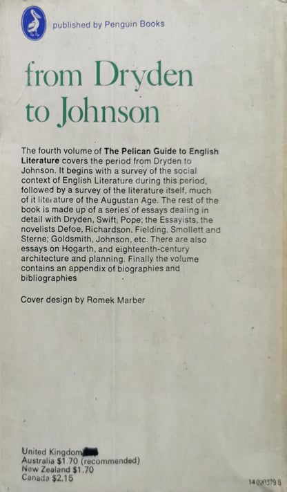 The Pelican Guide to English Literature: From Dryden to Johnson By Boris Ford