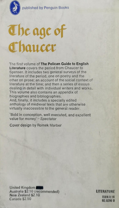 The Pelican guide to English literature: The age of Chaucer By Edited by Boris Ford