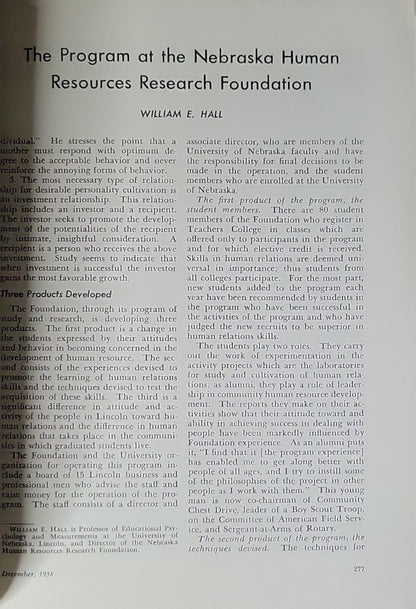The Personnel and Guidance Journal: December 1958 By William E. Hall