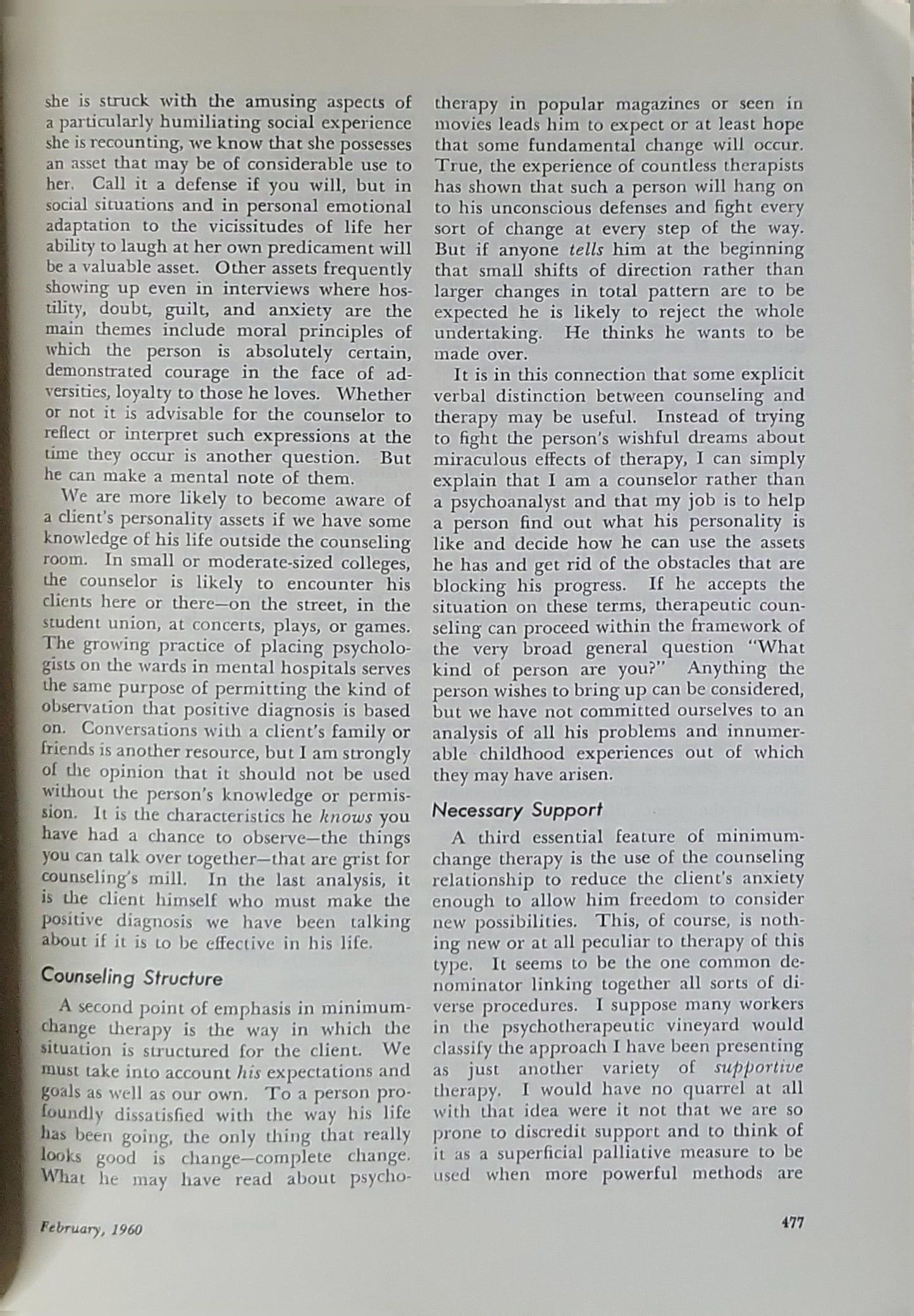 The Personnel and Guidance Journal: February 1960