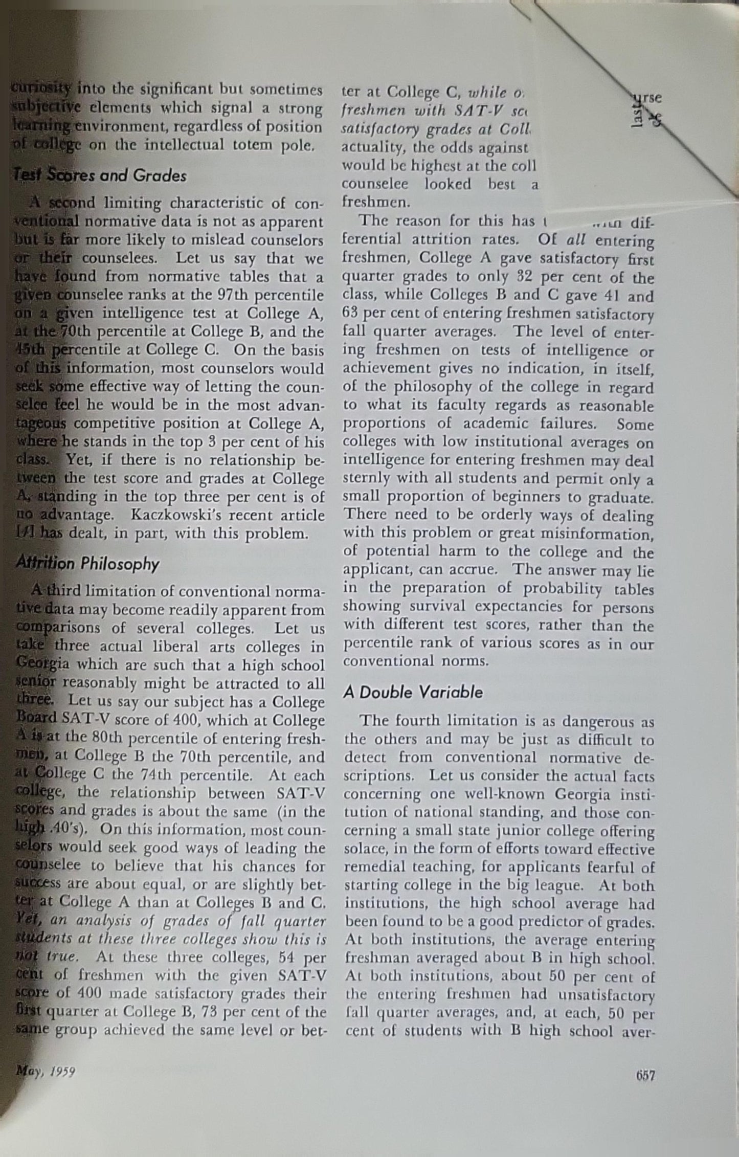 The Personnel and Guidance Journal: May 1959
