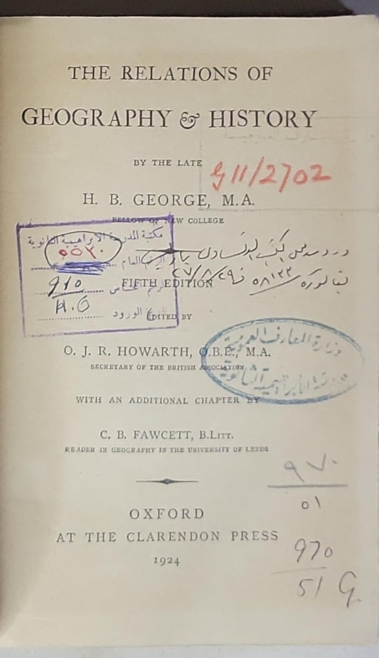 The Relations of Geography & History