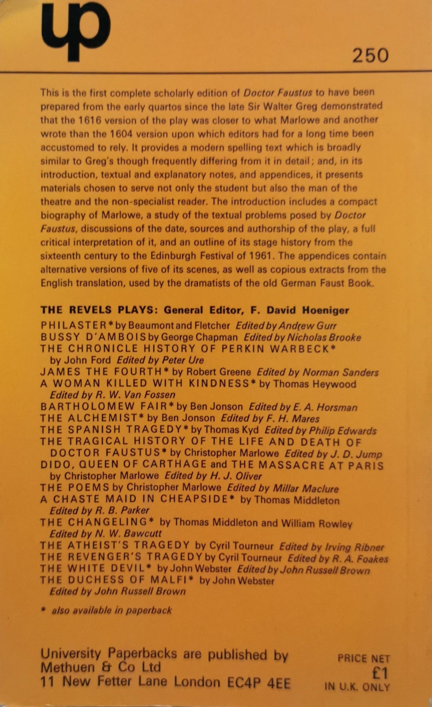 The Revels Plays: The Tragic History of the Life and Death of Doctor Faustus By Christopher Marlowe