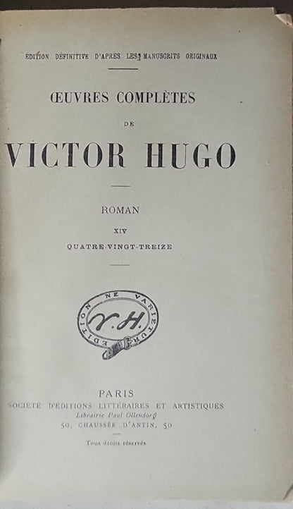 Œuvres Complètes de Victor Hugo: Roman XIV Quatre-vingt-treize